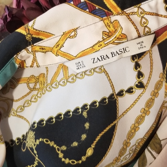 Zara Basic Multi Print Color Block Blouse - Picture 2 of 6